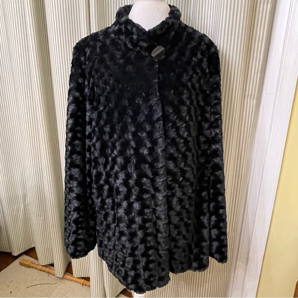Dennis by Dennis Basso Midnight Blue XL Faux Fur Mid Length Coat